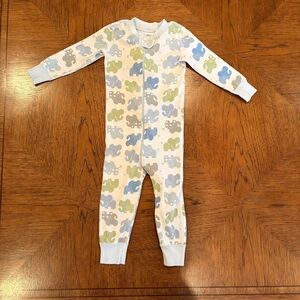 Hanna Andersson Blue and Green Elephant Print Footie